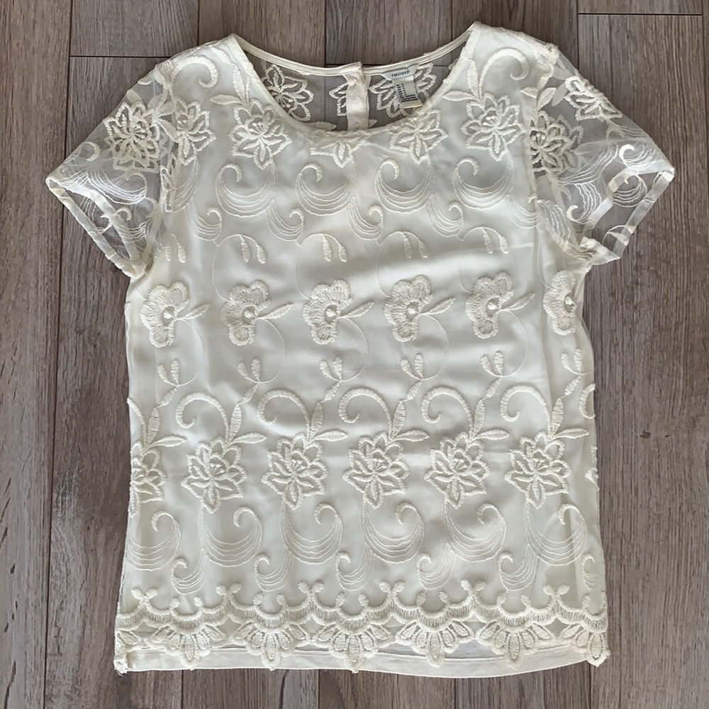 Forever 21 Lace Top with Button Back